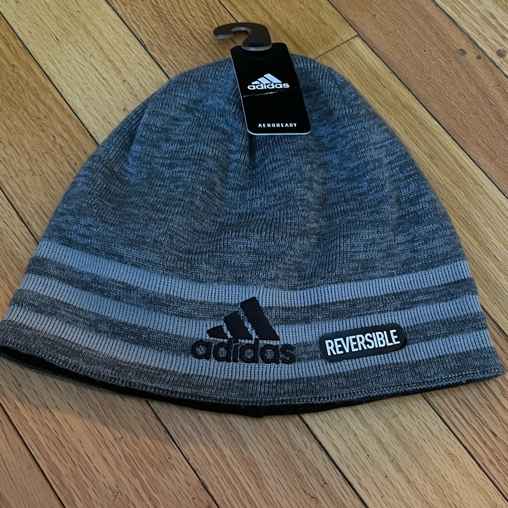 ADIDAS UNISEX REVERSIBLE BEANIE BLACK & GRAY ONE SIZE